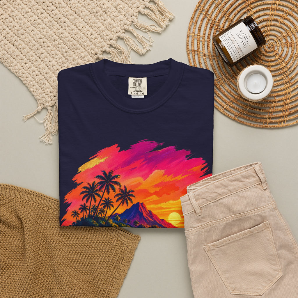 Volcano Island Sunset Shirt | Tropical Island Wave Tee | Comfort Colors T-Shirt