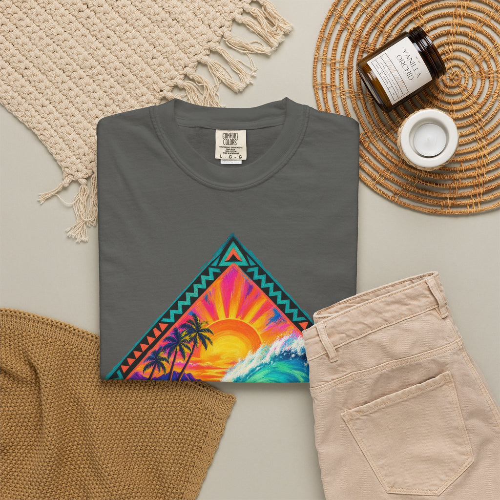 Tribal Barrel Wave Surf Shirt | Polynesian Surfer Tee | Comfort Colors T-Shirt