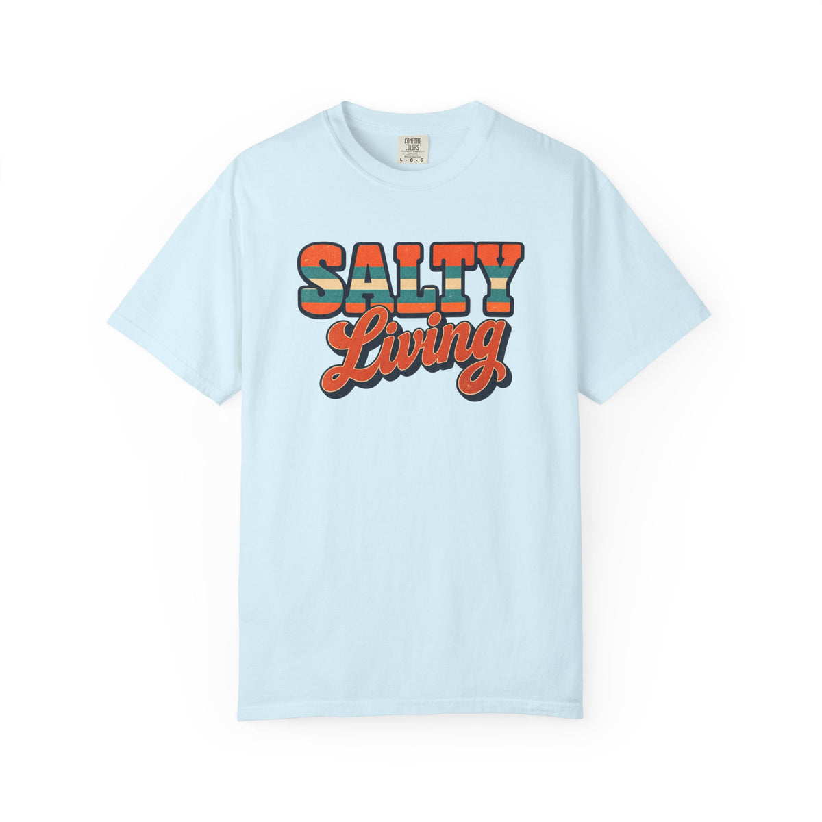 Salty Living Tee | 70s Retro Stripe Beach Shirt | Vintage Style Surf T-Shirt | Comfort Colors Gift