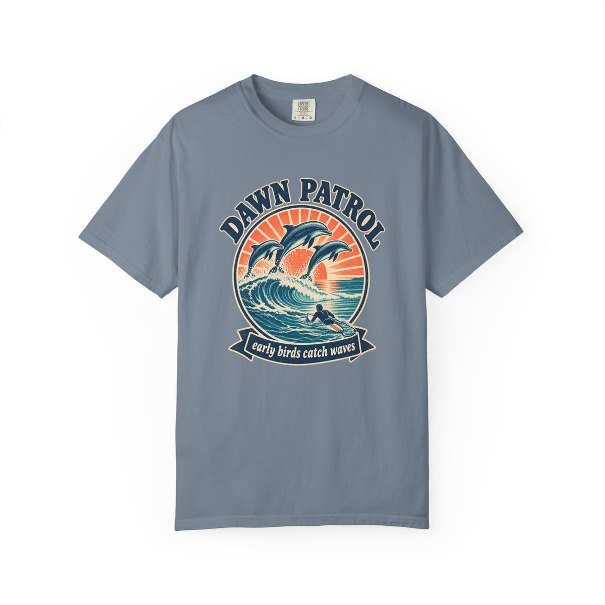 Dawn Patrol Dolphins Tee | Vintage Surf Dolphin Shirt | Early Birds Catch Waves T-Shirt | Comfort Colors Gift