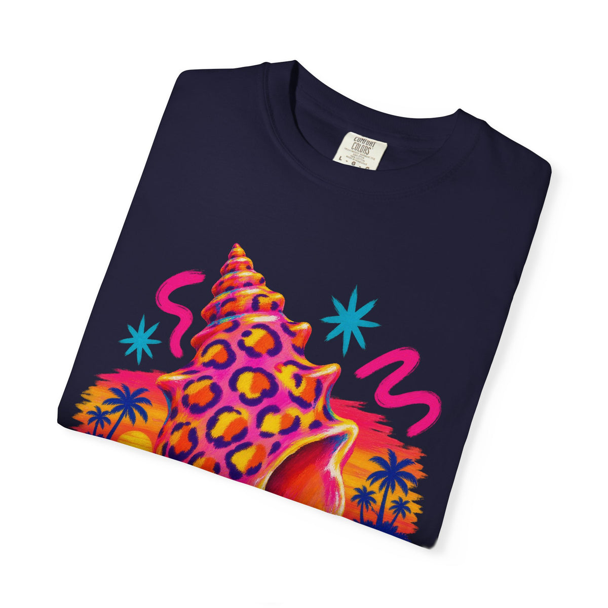 Leopard Conch Shell Shirt | Neon Sunset Beach Tee | Comfort Colors T-Shirt