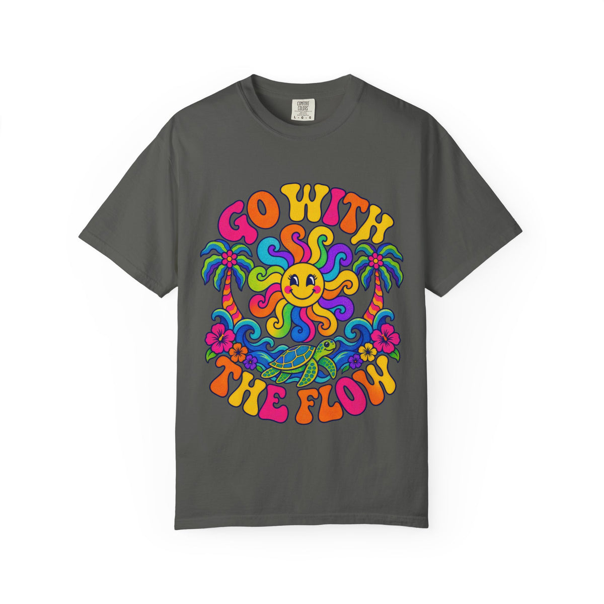 Go With The Flow Tee | Retro Wave Shirt | Positive Vibes T-Shirt | Comfort Colors