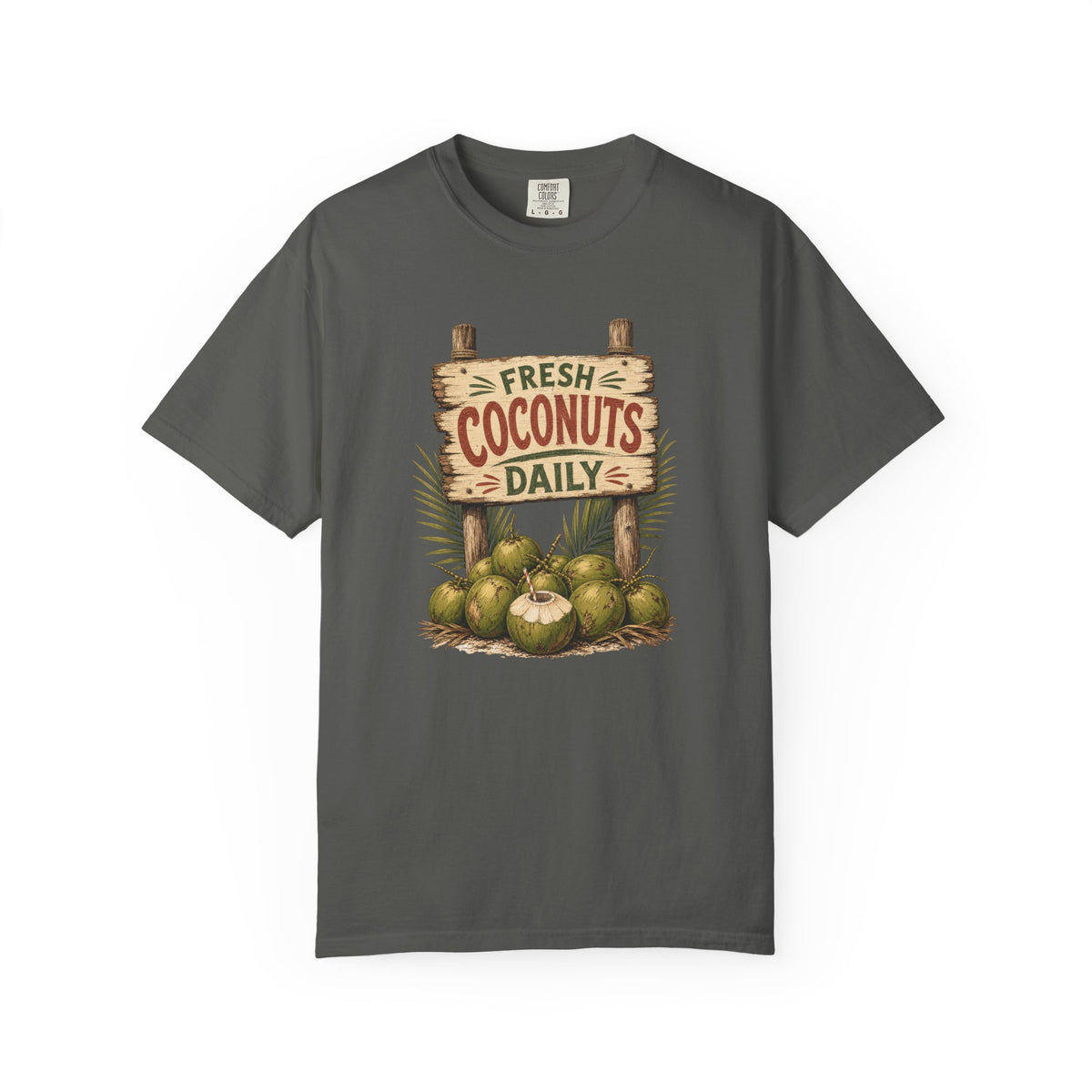 Fresh Coconuts Daily Tee | Vintage Coconut Shirt | Retro Beach T-Shirt | Comfort Colors Gift
