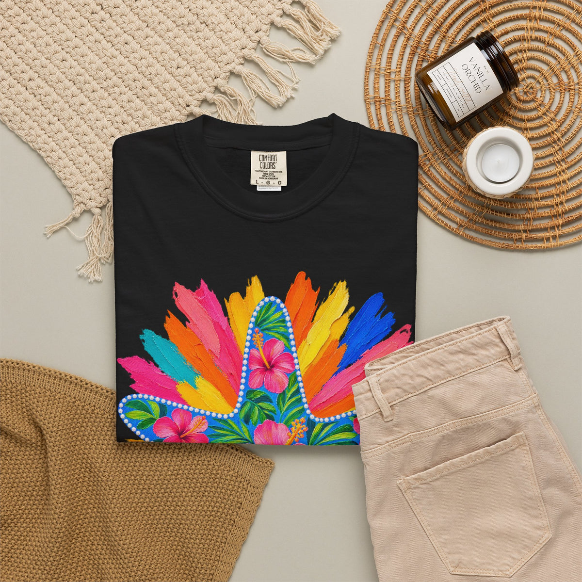 Floral Starfish Shirt | Hibiscus Sunburst Beach Tee | Comfort Colors T-Shirt