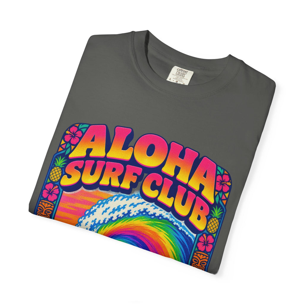 Aloha Surf Club Tee | Hawaiian Retro Surf Shirt | Tropical Hibiscus T-Shirt | Comfort Colors