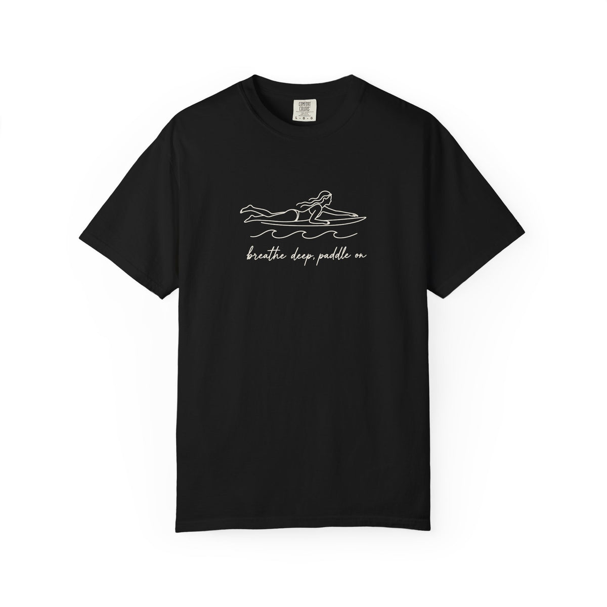 Breathe Deep, Paddle On Tee | Minimal Surf Shirt | Inspirational Ocean T-Shirt | Comfort Colors