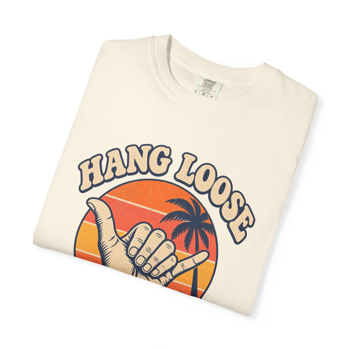 Hang Loose Tee | Shaka Retro Sunset Shirt | Island Time Surf T-Shirt | Comfort Colors Blue Jean