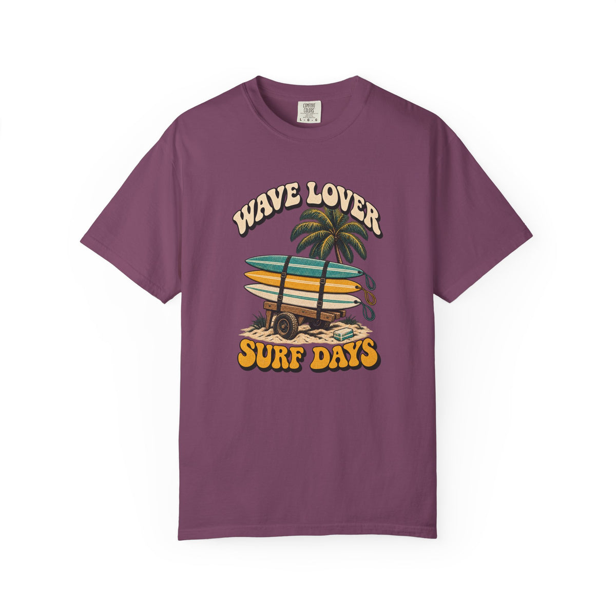 Wave Lover Surf Days Tee | Retro Surfboard Cart Shirt | Vintage Beach T-Shirt | Comfort Colors Gift