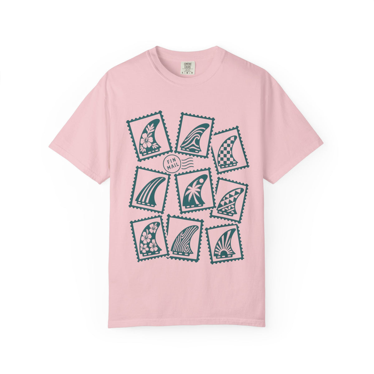 Fin Mail Surf Stamp Shirt | Postage Stamp Surf Fins Tee | Comfort Colors T-Shirt