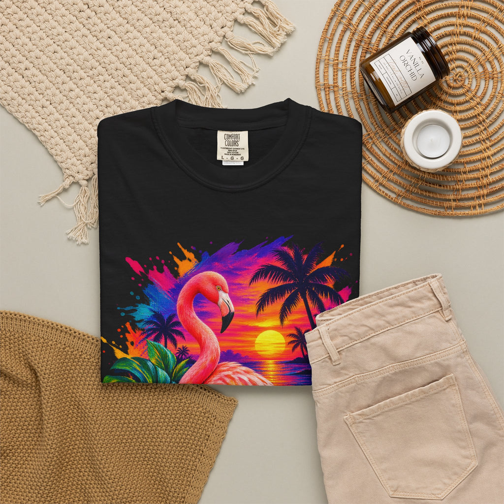 Flamingo Sunset Shirt | Tropical Flamingo Paradise Tee | Comfort Colors T-Shirt