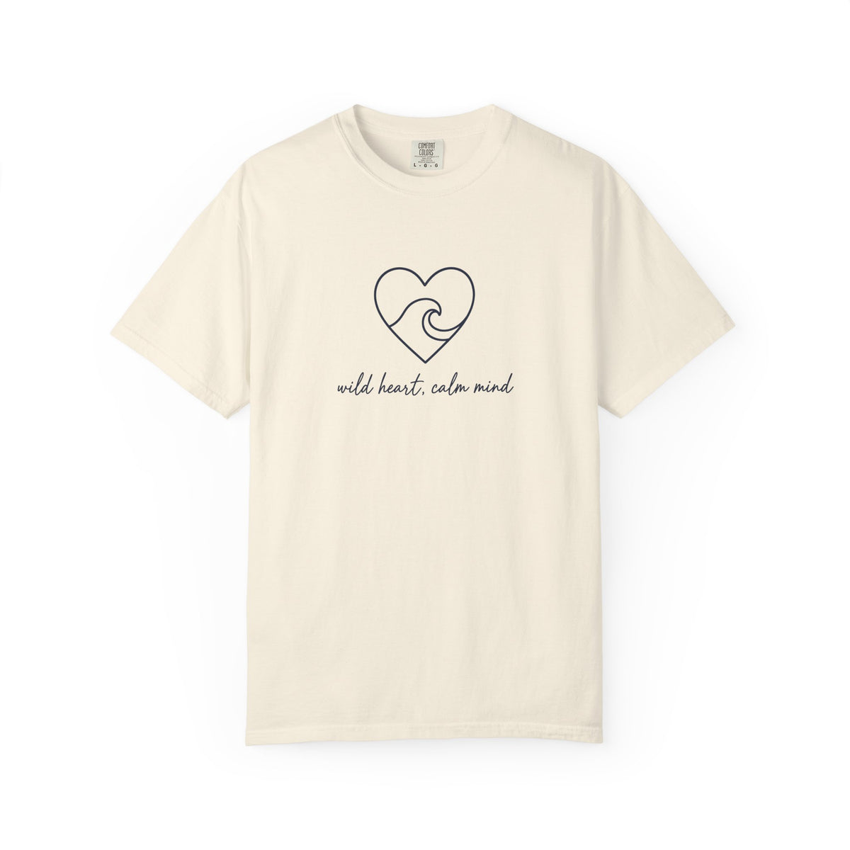 Wild Heart, Calm Mind Tee | Minimal Wave Heart Shirt | Inspirational Ocean T-Shirt | Comfort Colors