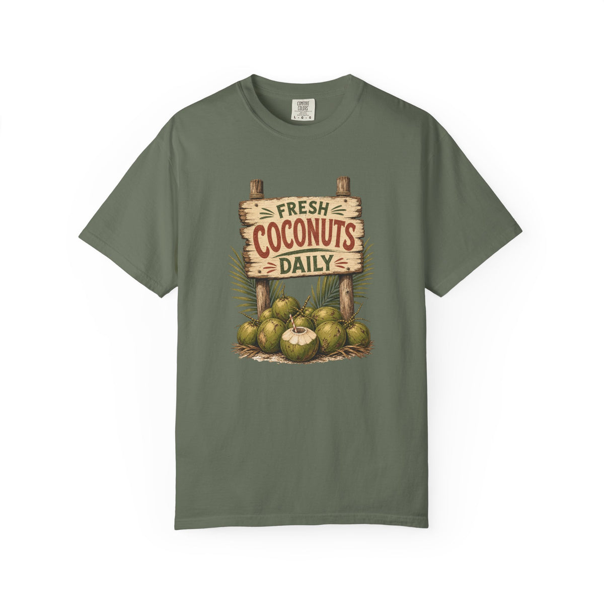 Fresh Coconuts Daily Tee | Vintage Coconut Shirt | Retro Beach T-Shirt | Comfort Colors Gift