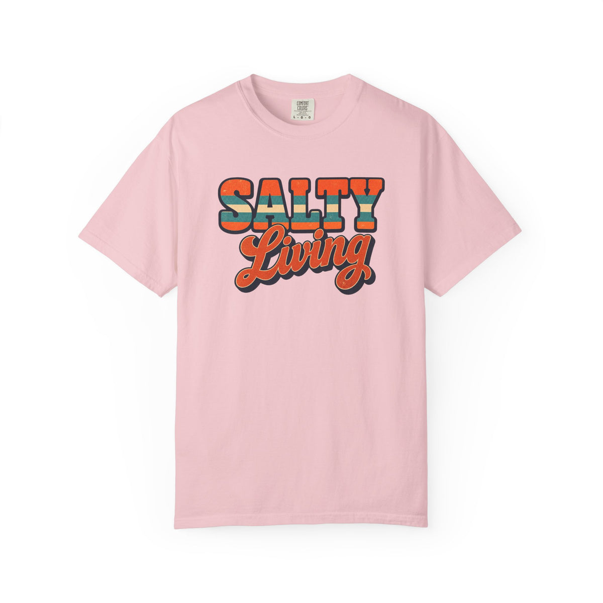 Salty Living Tee | 70s Retro Stripe Beach Shirt | Vintage Style Surf T-Shirt | Comfort Colors Gift