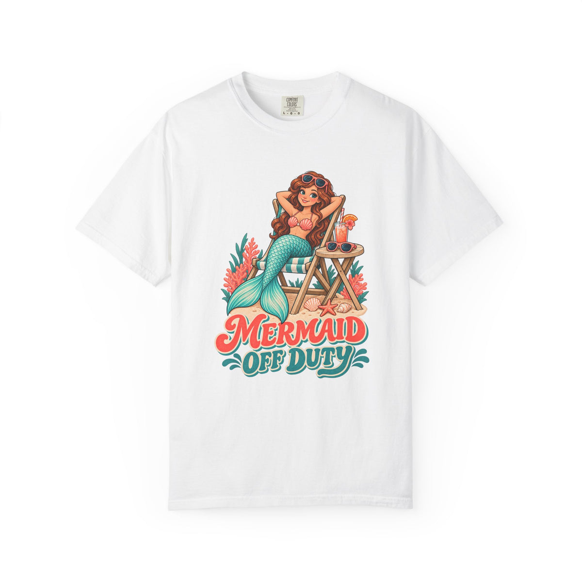 Mermaid Off Duty Tee | Cute Mermaid Beach Chair Shirt | Funny Vacation T-Shirt | Comfort Colors Watermelon