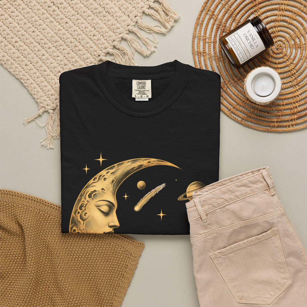 Moon Rider Surfer Shirt | Celestial Moon Surf Tee | Comfort Colors T-Shirt
