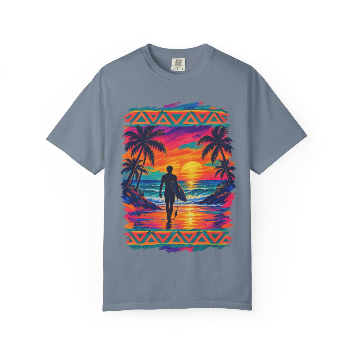 Surfer Walking To The Lineup Shirt | Tribal Sunset Surf Tee | Comfort Colors T-Shirt