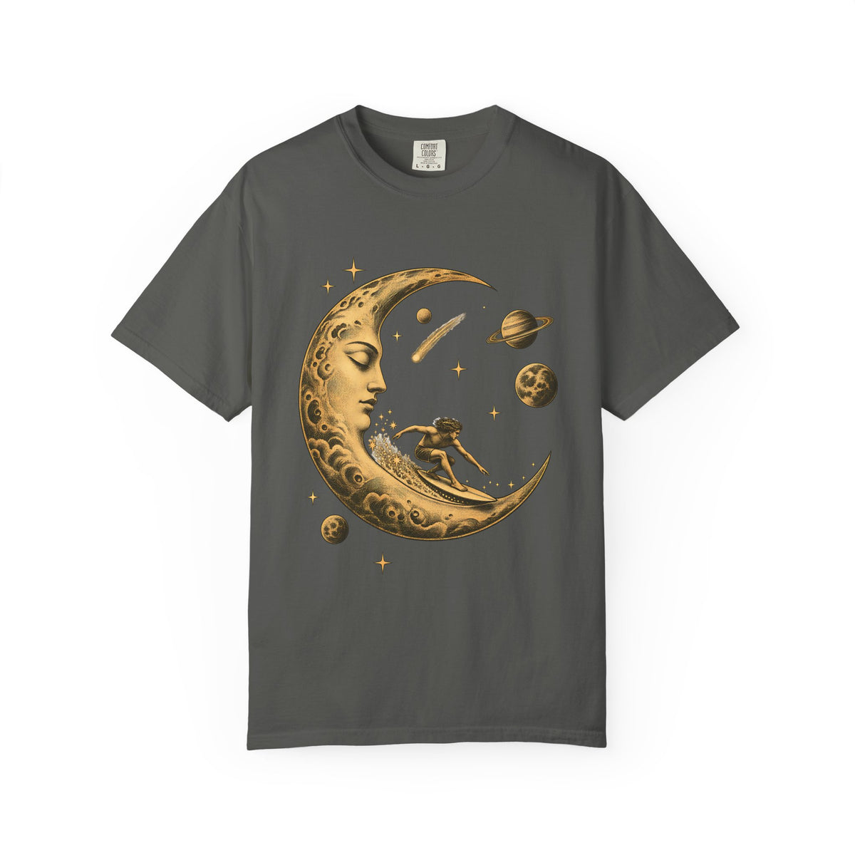 Moon Rider Surfer Shirt | Celestial Moon Surf Tee | Comfort Colors T-Shirt