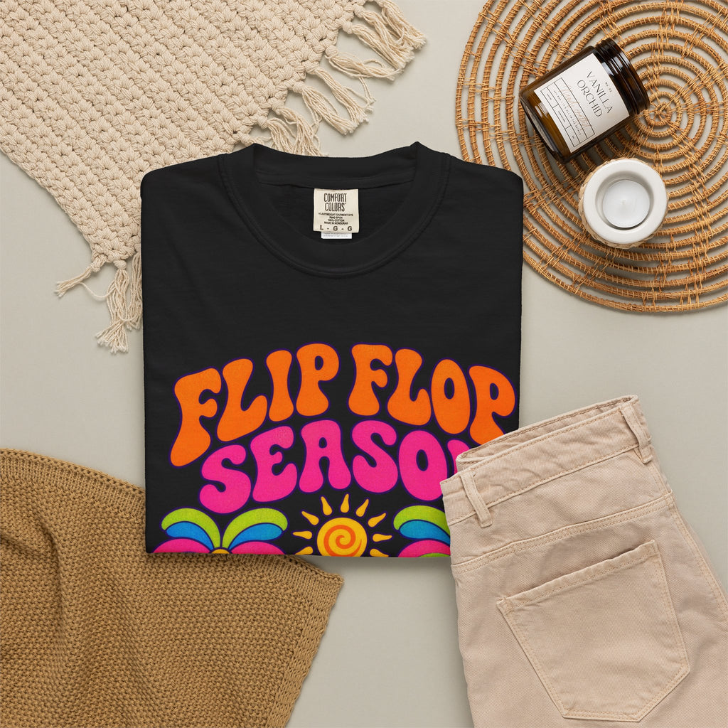 Flip Flop Season Tee | Summer Beach Shirt | Colorful Sandals T-Shirt | Comfort Colors