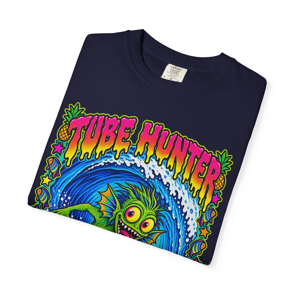 Tube Hunter Tee | 80s Comic Sea Monster Surf Shirt | Funny Barrel Wave T-Shirt | Comfort Colors