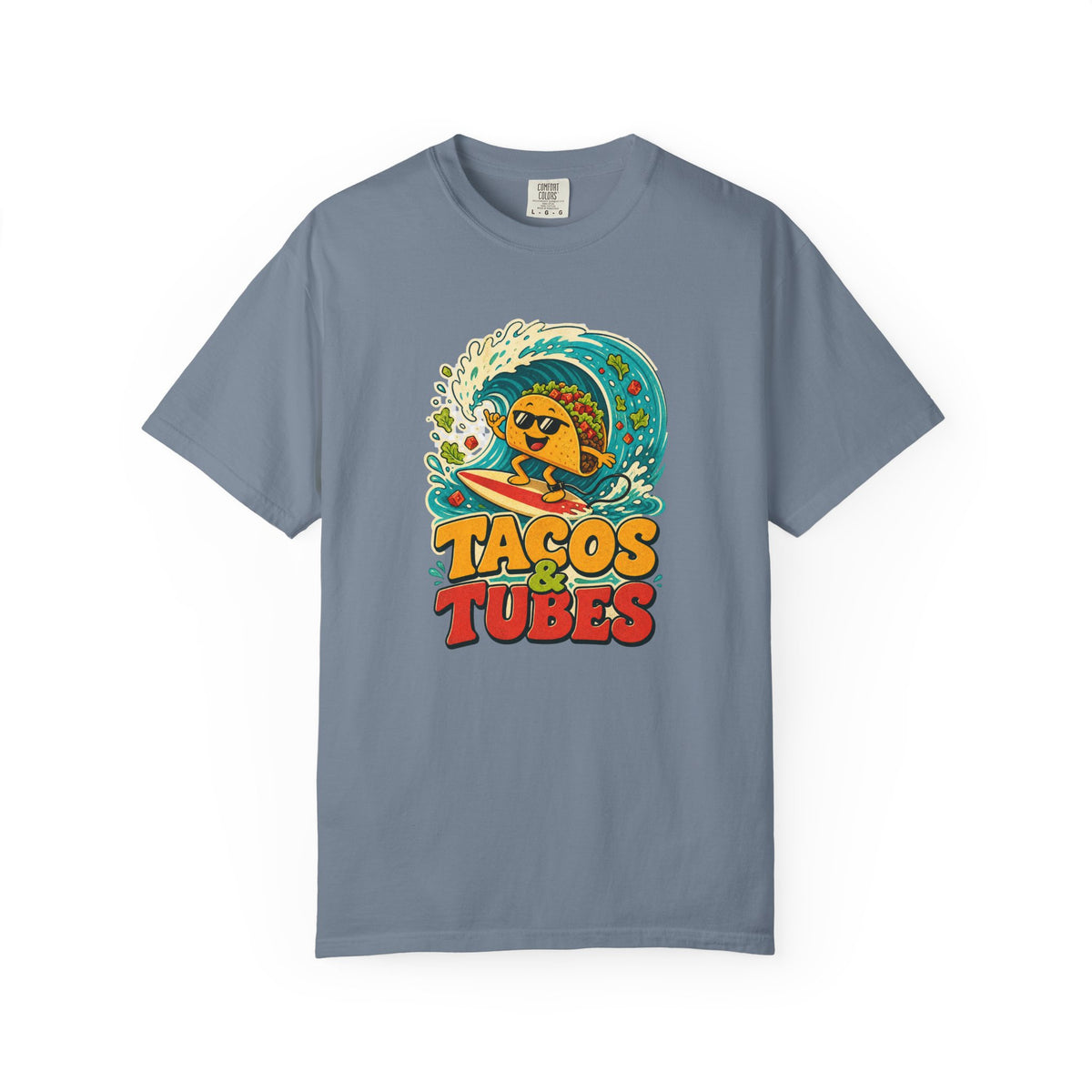 Tacos & Tubes Tee | Funny Taco Surf Shirt | Retro Beach T-Shirt | Comfort Colors Gift