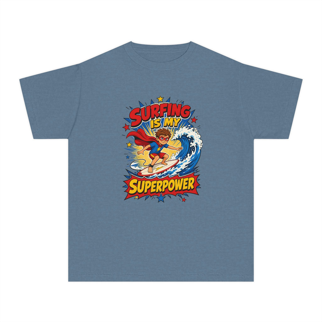 Surfing Is My Superpower Kids Tee | Superhero Surf Kids Shirt | Youth Beach T-Shirt | Surf Kid Gift