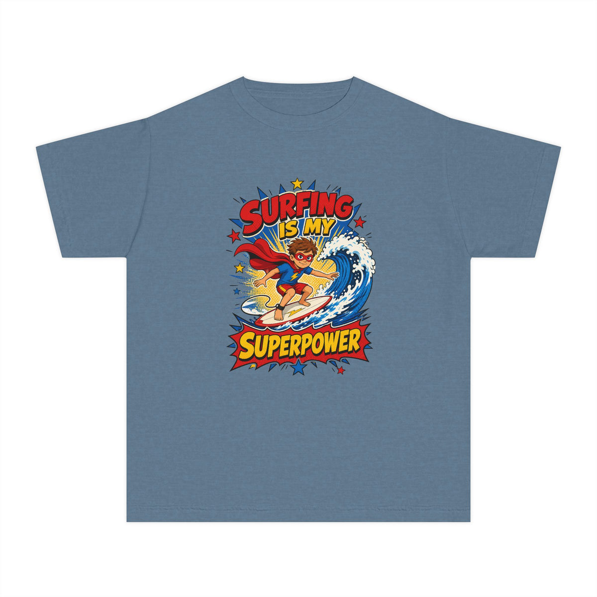 Surfing Is My Superpower Kids Tee | Superhero Surf Kids Shirt | Youth Beach T-Shirt | Surf Kid Gift
