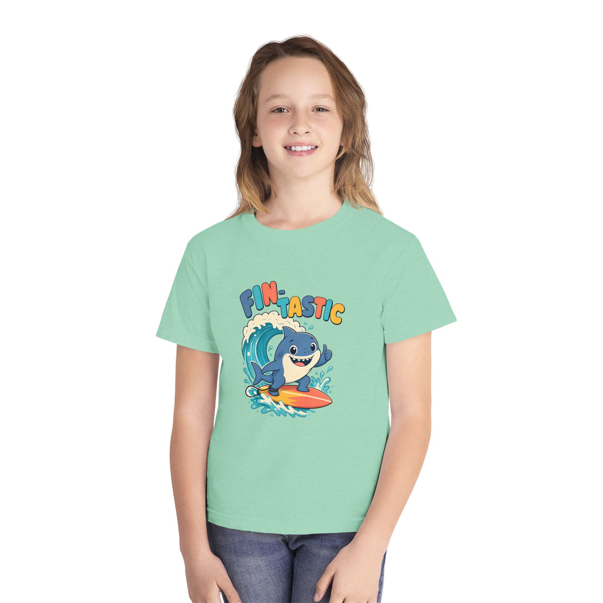 Fin-Tastic Kids Tee | Shark Surf Kids Shirt | Youth Beach T-Shirt | Surf Kid Gift