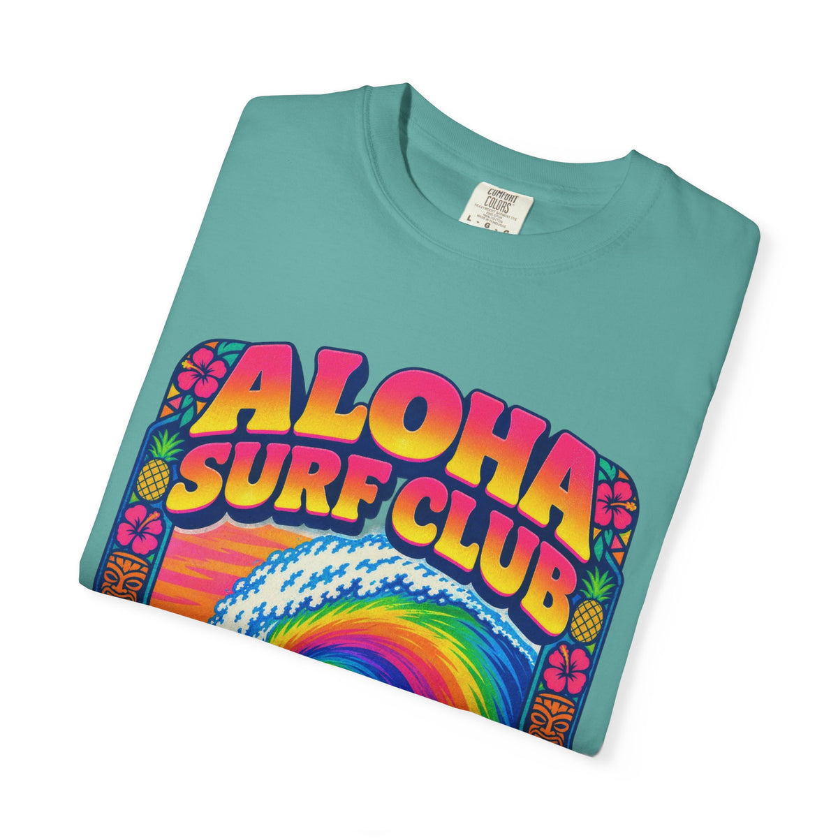 Aloha Surf Club Tee | Hawaiian Retro Surf Shirt | Tropical Hibiscus T-Shirt | Comfort Colors