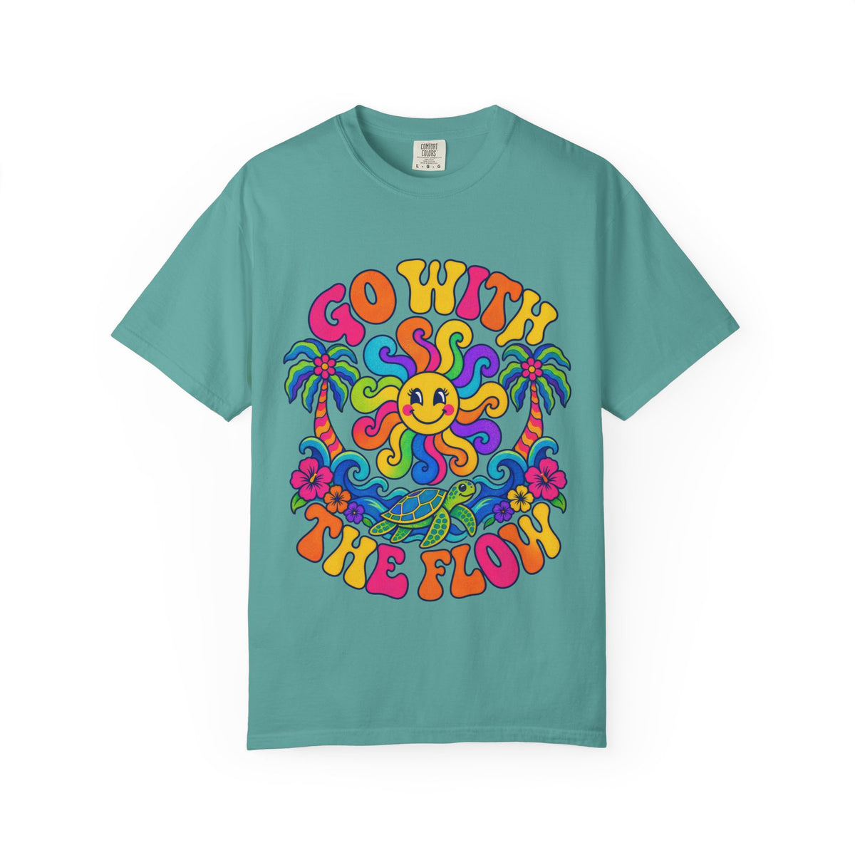 Go With The Flow Tee | Retro Wave Shirt | Positive Vibes T-Shirt | Comfort Colors