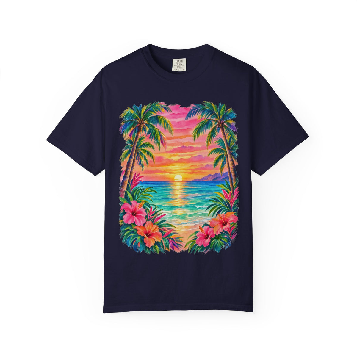 Pastel Palm Sunset Shirt | Watercolour Tropical Beach Tee | Comfort Colors T-Shirt