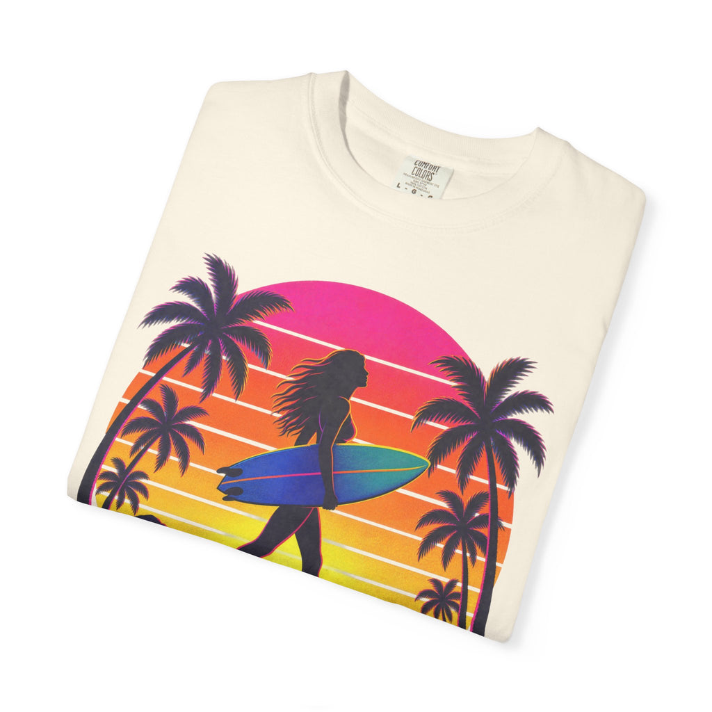 Chasing Sunsets Tee | Synthwave Sunset Surf Girl Shirt | Retro Palm T-Shirt | Comfort Colors