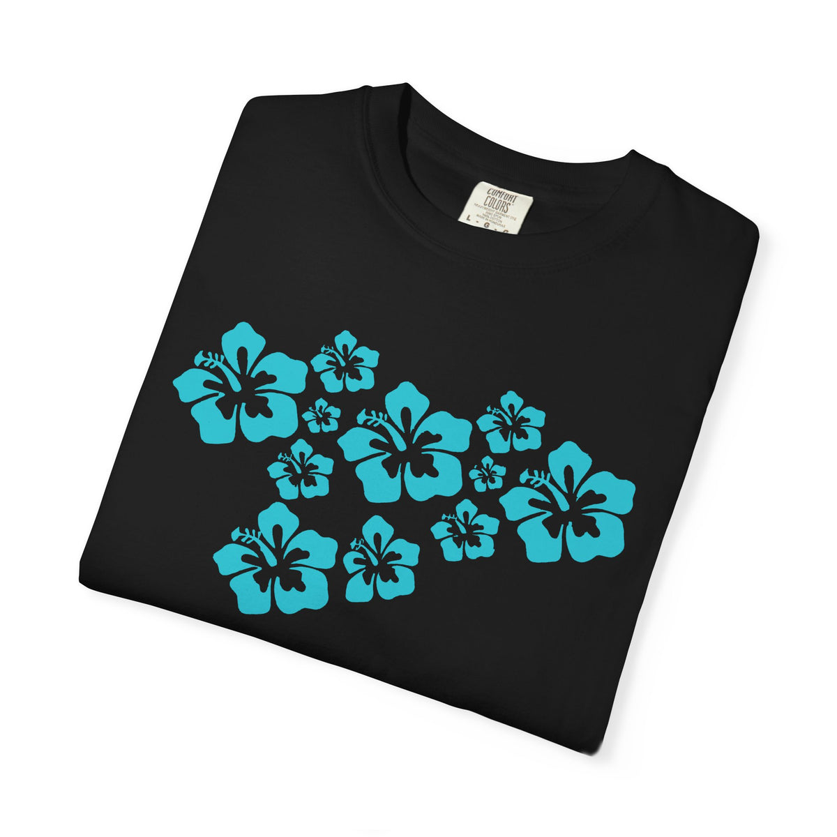 Hibiscus Flowers Tee | Teal Hibiscus Cluster Shirt | Tropical Island Flower T-Shirt | Comfort Colors