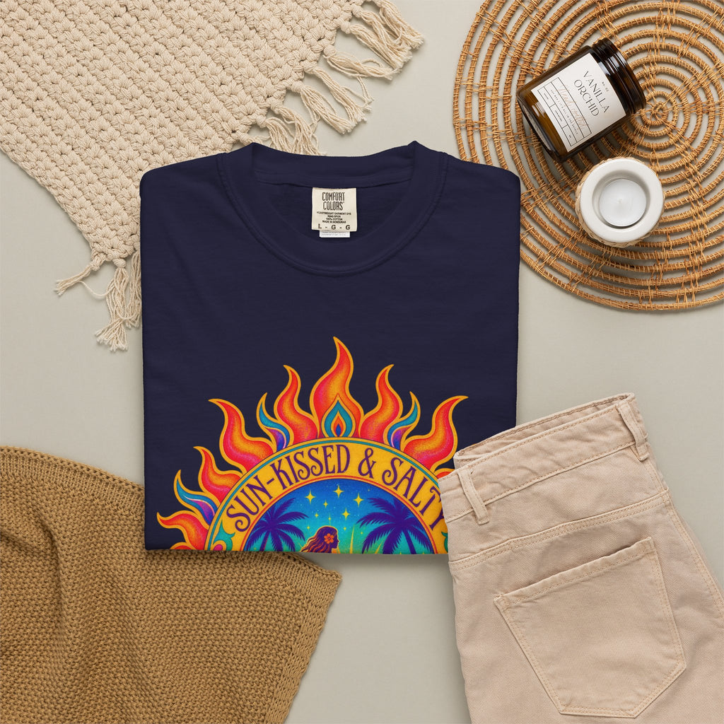 Sun-Kissed & Salty Tee | Sun Mandala Surf Girl Shirt | Boho Beach T-Shirt | Comfort Colors