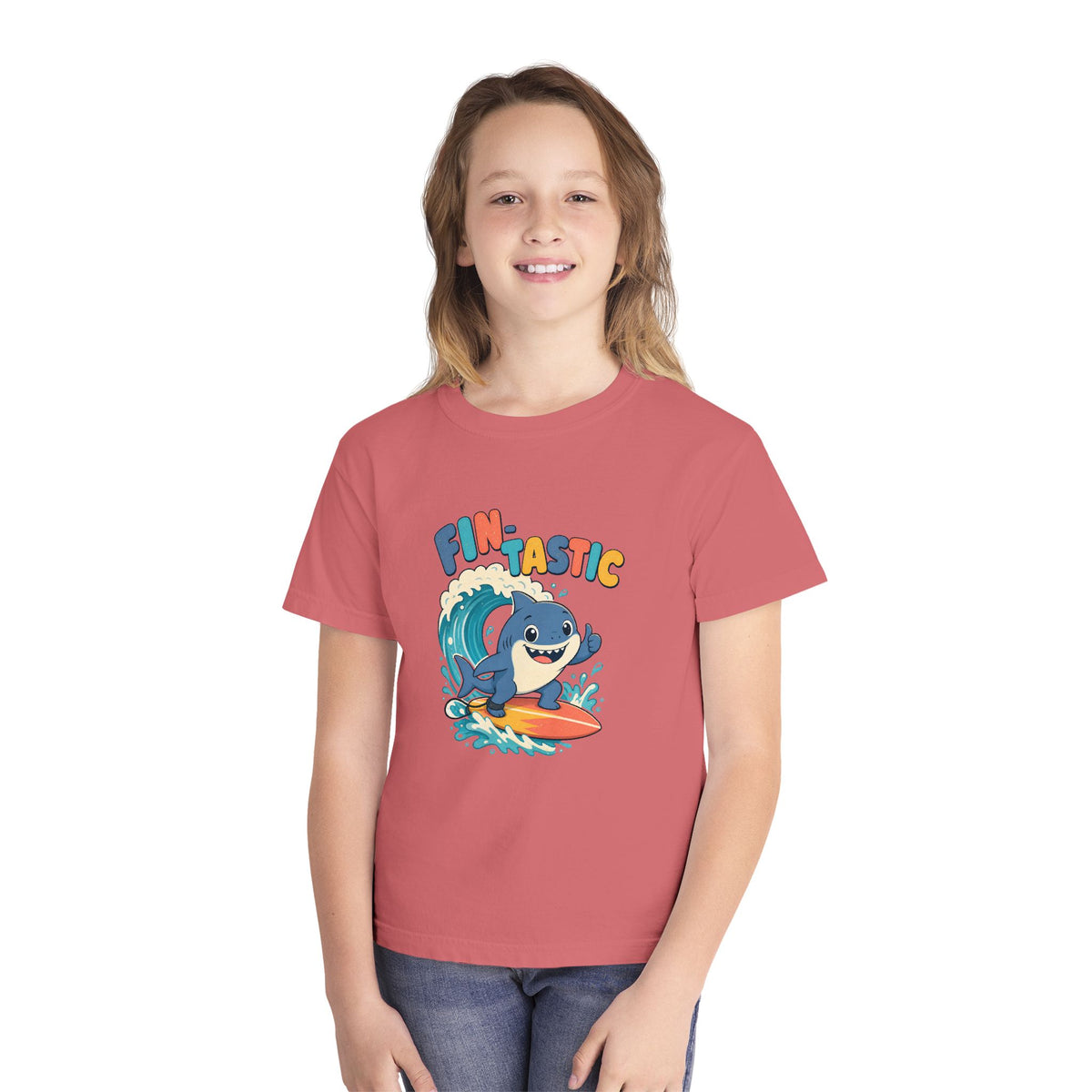 Fin-Tastic Kids Tee | Shark Surf Kids Shirt | Youth Beach T-Shirt | Surf Kid Gift