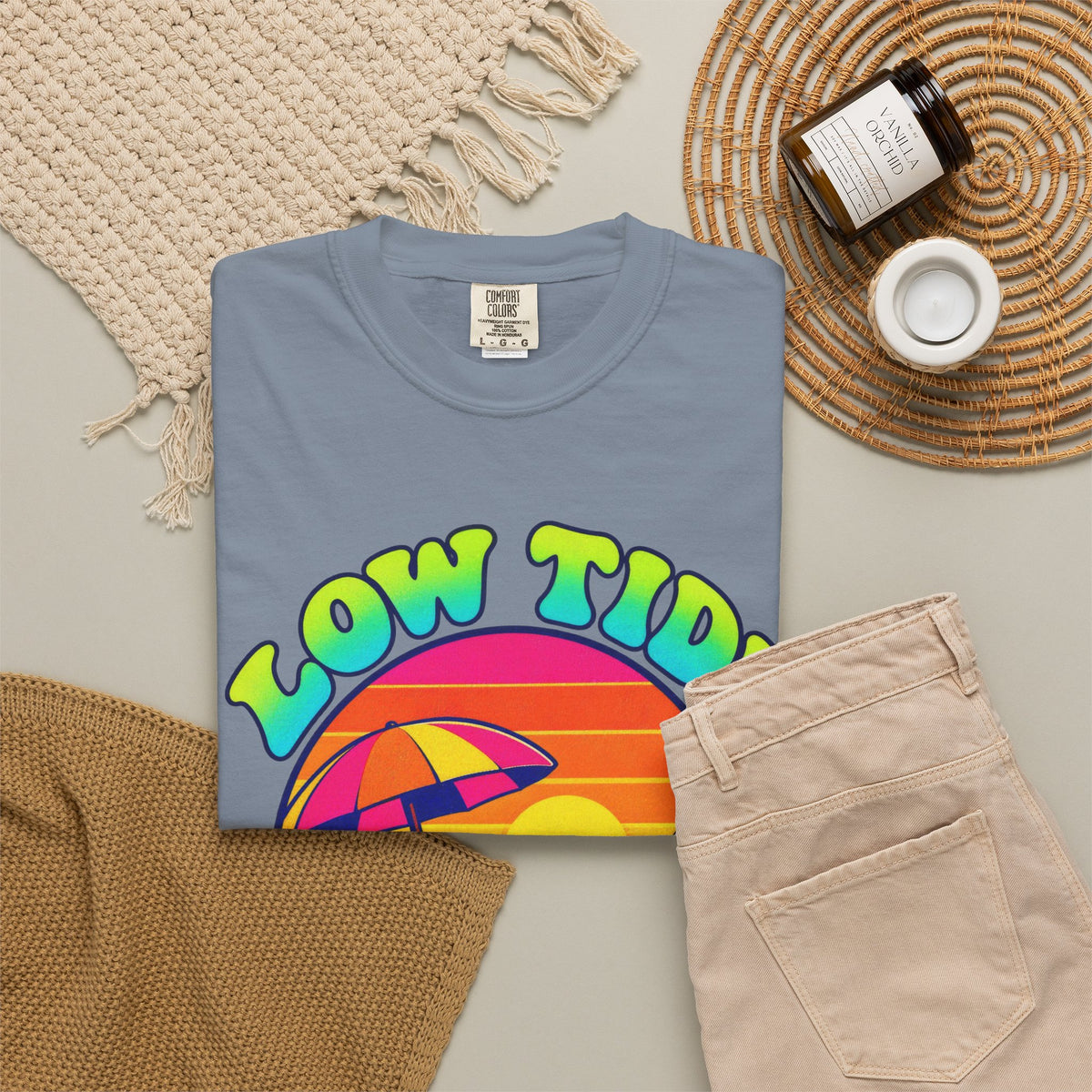 Low Tide High Vibes Tee | Good Vibes Beach Shirt | Colorful Tide Pool T-Shirt | Comfort Colors