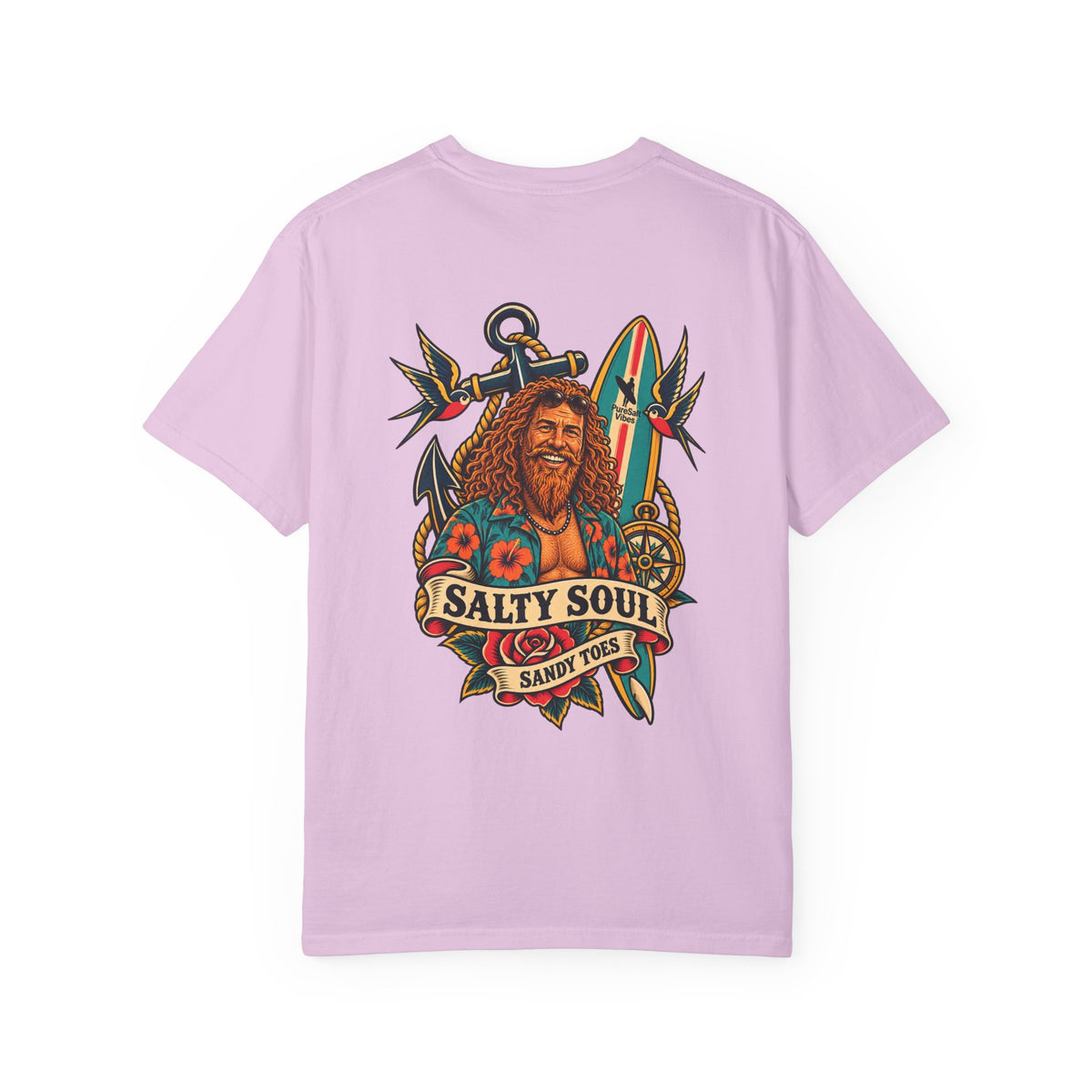 Salty Soul Surf Tee — Retro Beach Surfboard Anchor Graphic T-Shirt