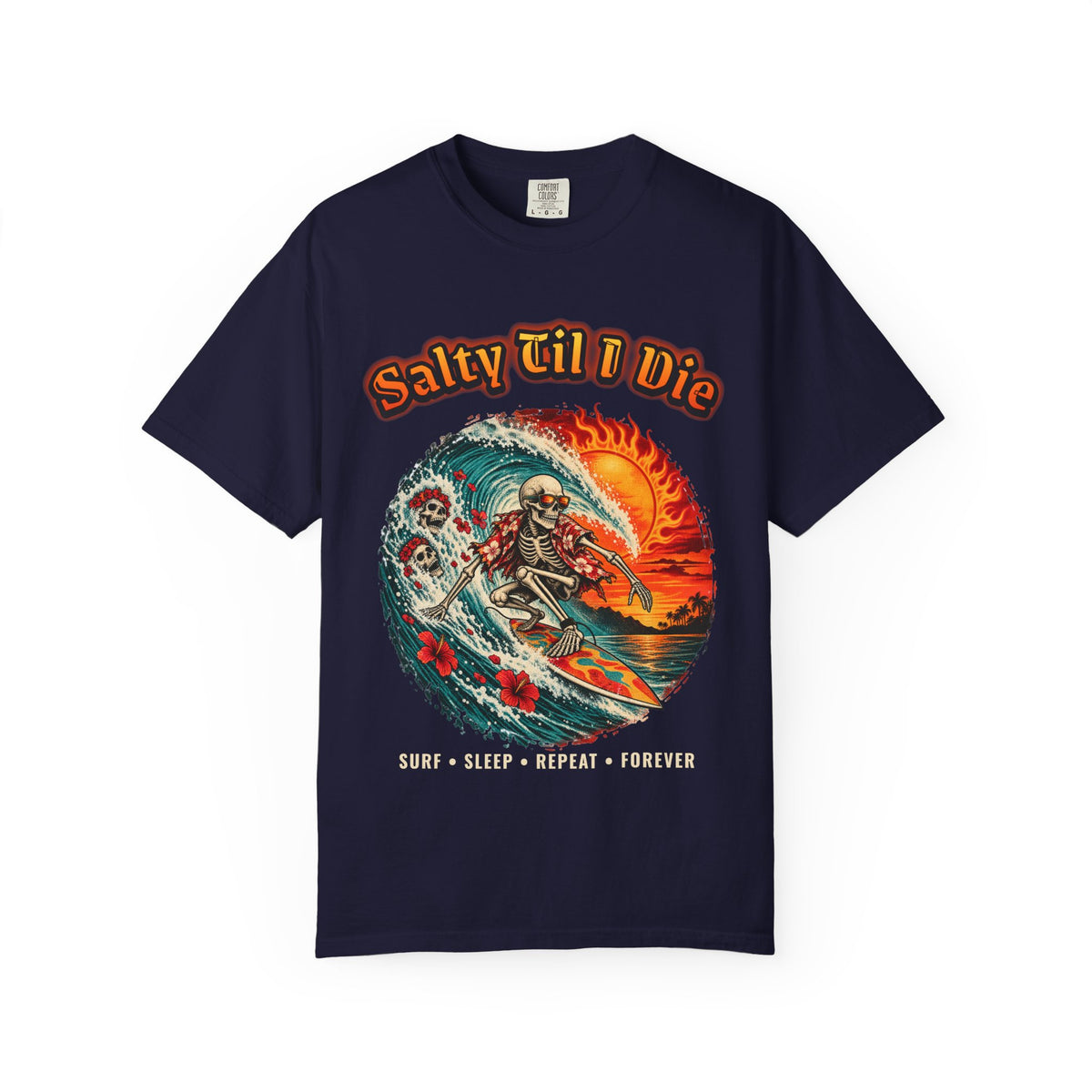 Salty Til I Die Skeleton Shirt | Surf Sleep Repeat Tee | Comfort Colors T-Shirt