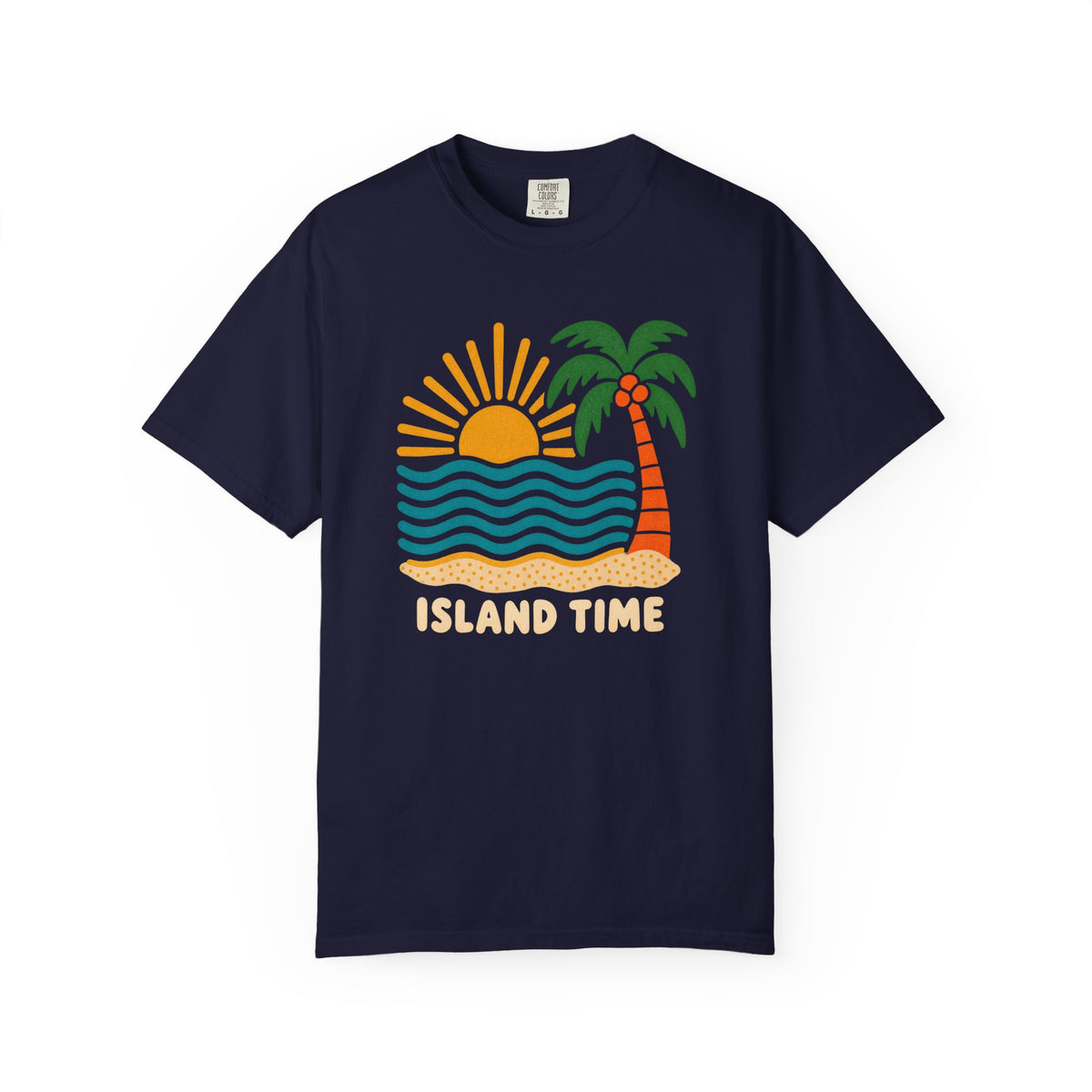 Island Time Tee | Retro Sun Palm Wave Shirt | Tropical Beach T-Shirt | Comfort Colors Gift