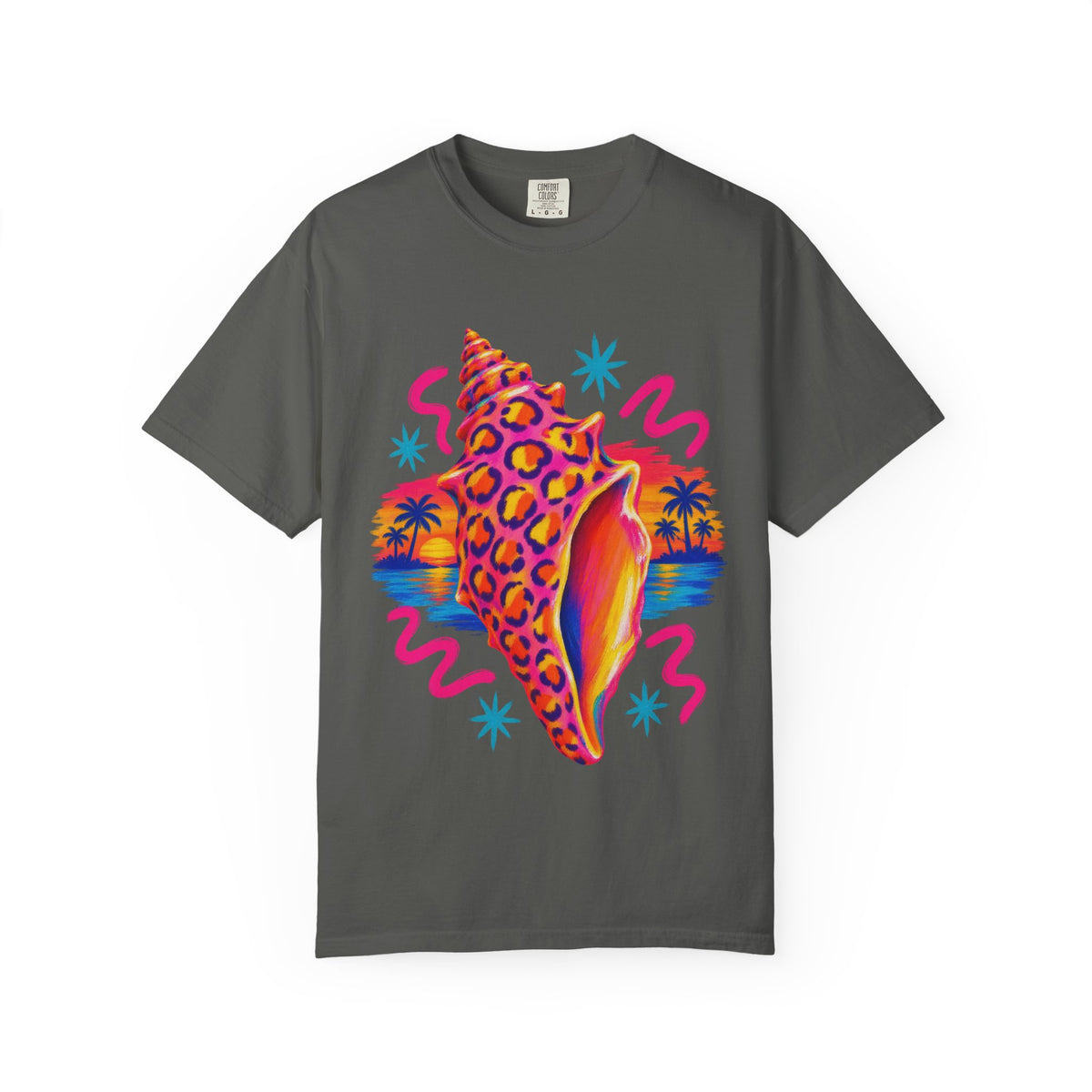 Leopard Conch Shell Shirt | Neon Sunset Beach Tee | Comfort Colors T-Shirt