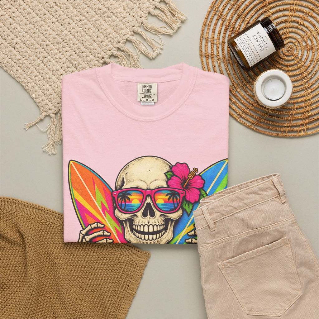 Surf Till You're Bones Tee | Funny Skeleton Surf Shirt | Retro Surfer T-Shirt | Comfort Colors