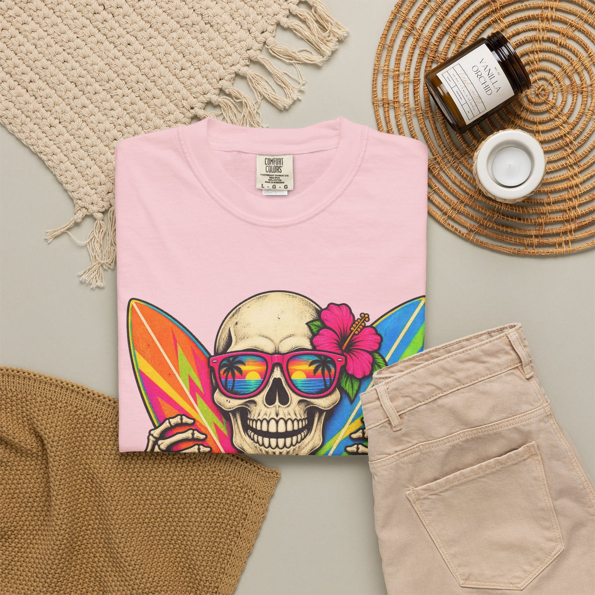 Surf Till You're Bones Tee | Funny Skeleton Surf Shirt | Retro Surfer T-Shirt | Comfort Colors