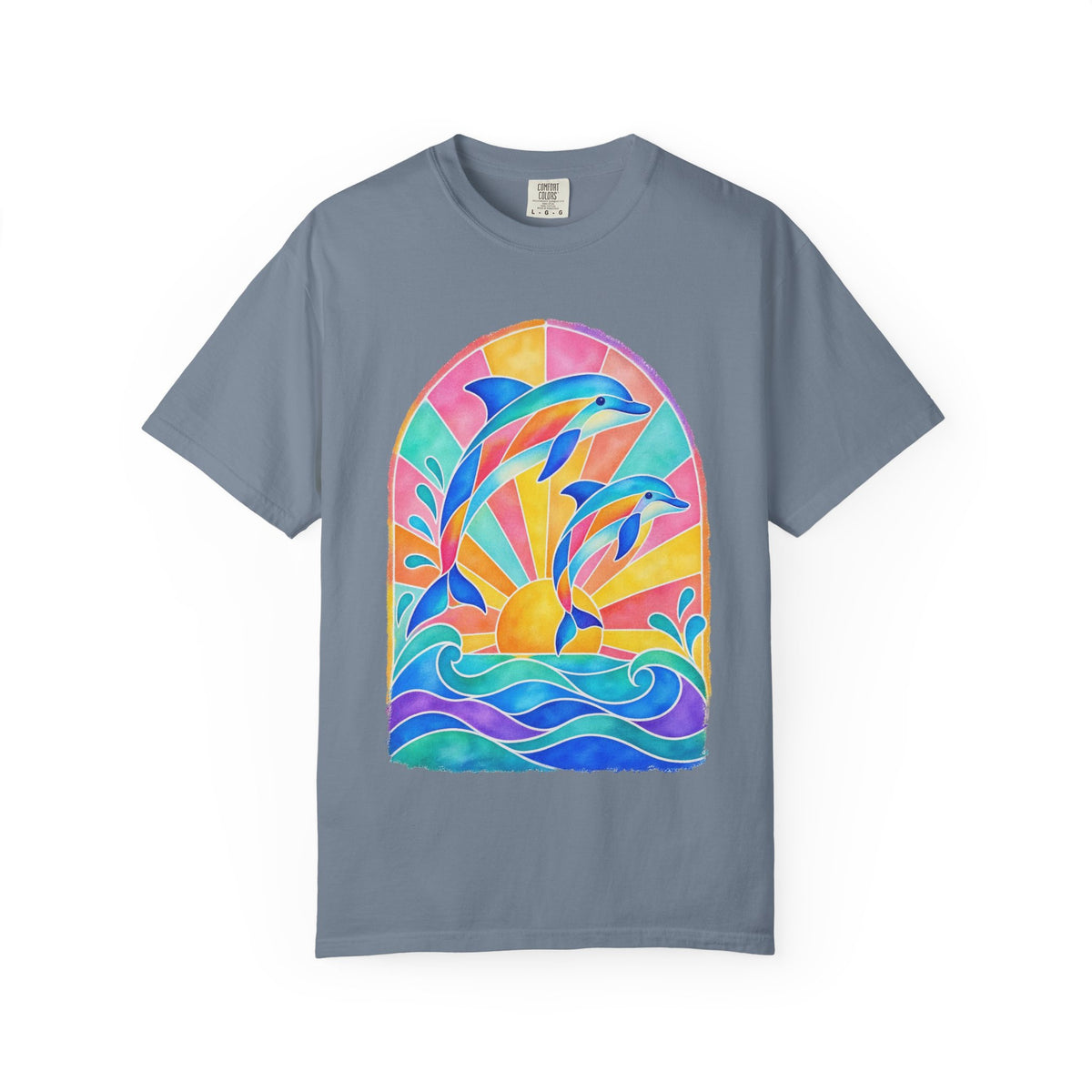 Pastel Dolphin Shirt | Stained Glass Dolphin Sunburst Tee | Comfort Colors T-Shirt