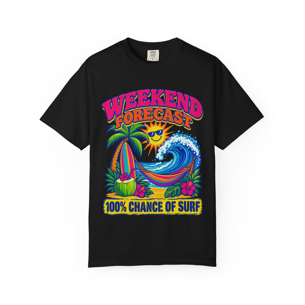 Weekend Forecast Surf Tee | Funny Weather Shirt | Beach Weekend T-Shirt | Comfort Colors