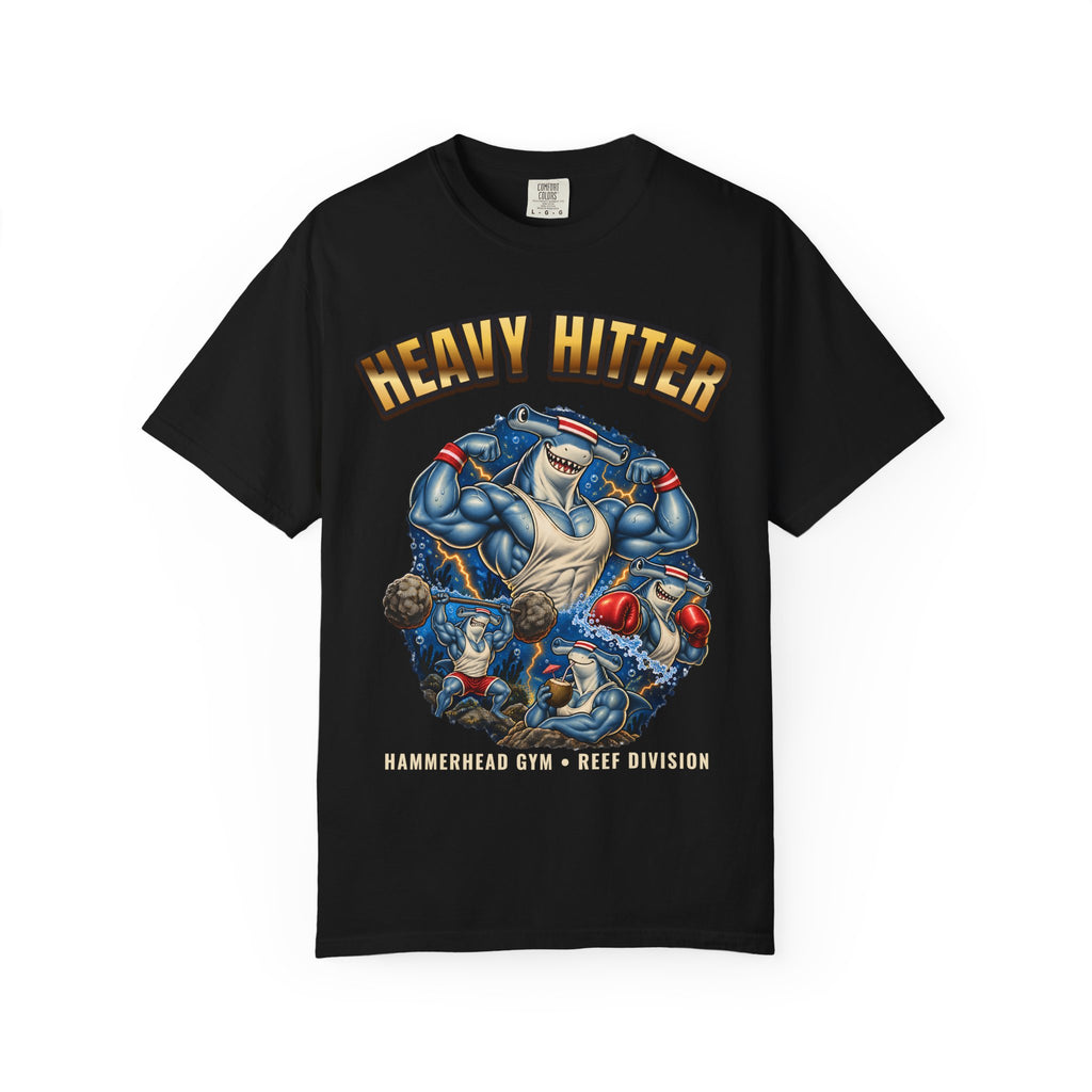 Hammerhead Gym Shirt | Heavy Hitter Shark Bootleg Tee | Comfort Colors T-Shirt