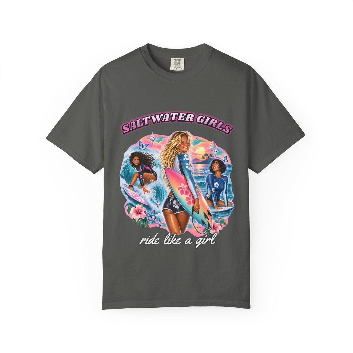 Saltwater Girls Shirt | Ride Like A Girl Surf Tee | Comfort Colors T-Shirt