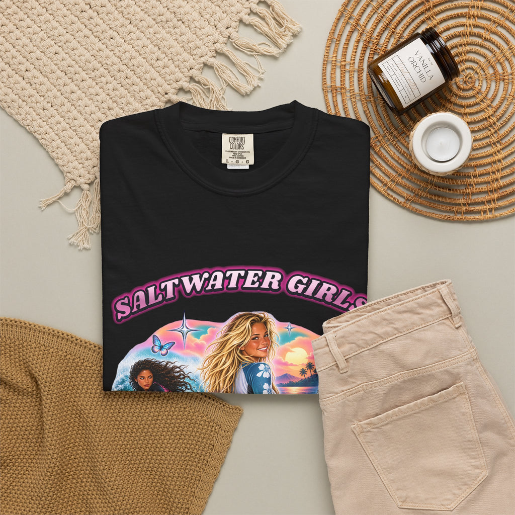 Saltwater Girls Shirt | Ride Like A Girl Surf Tee | Comfort Colors T-Shirt
