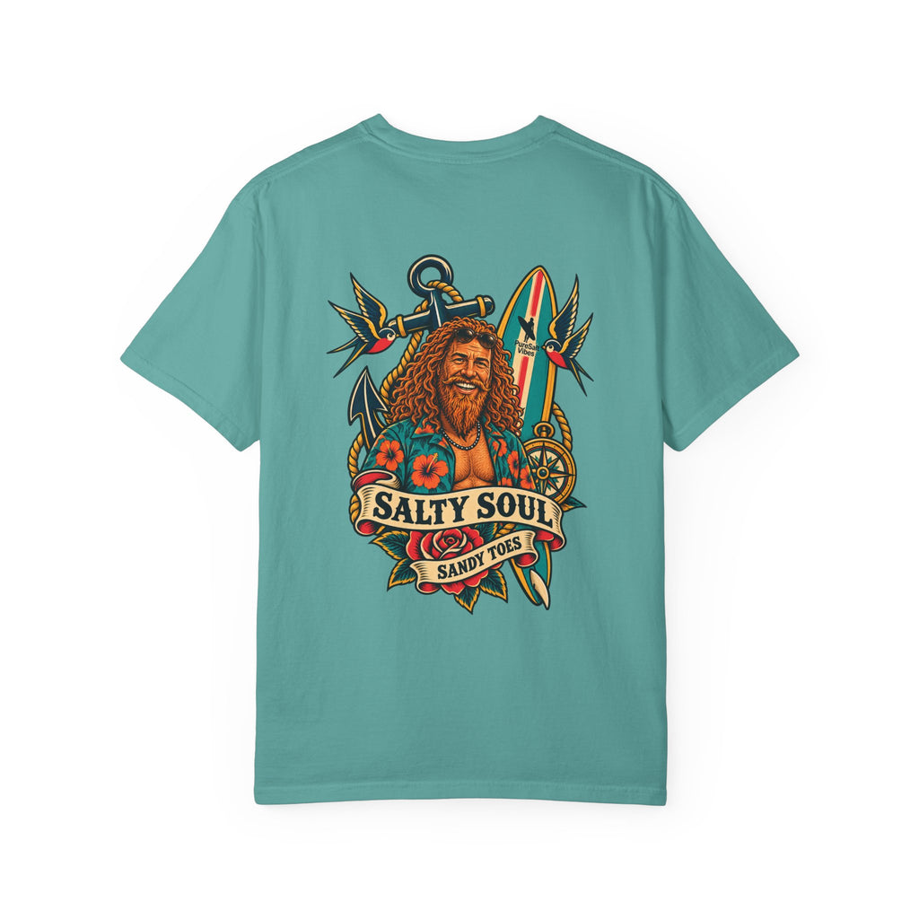Salty Soul Surf Tee — Retro Beach Surfboard Anchor Graphic T-Shirt