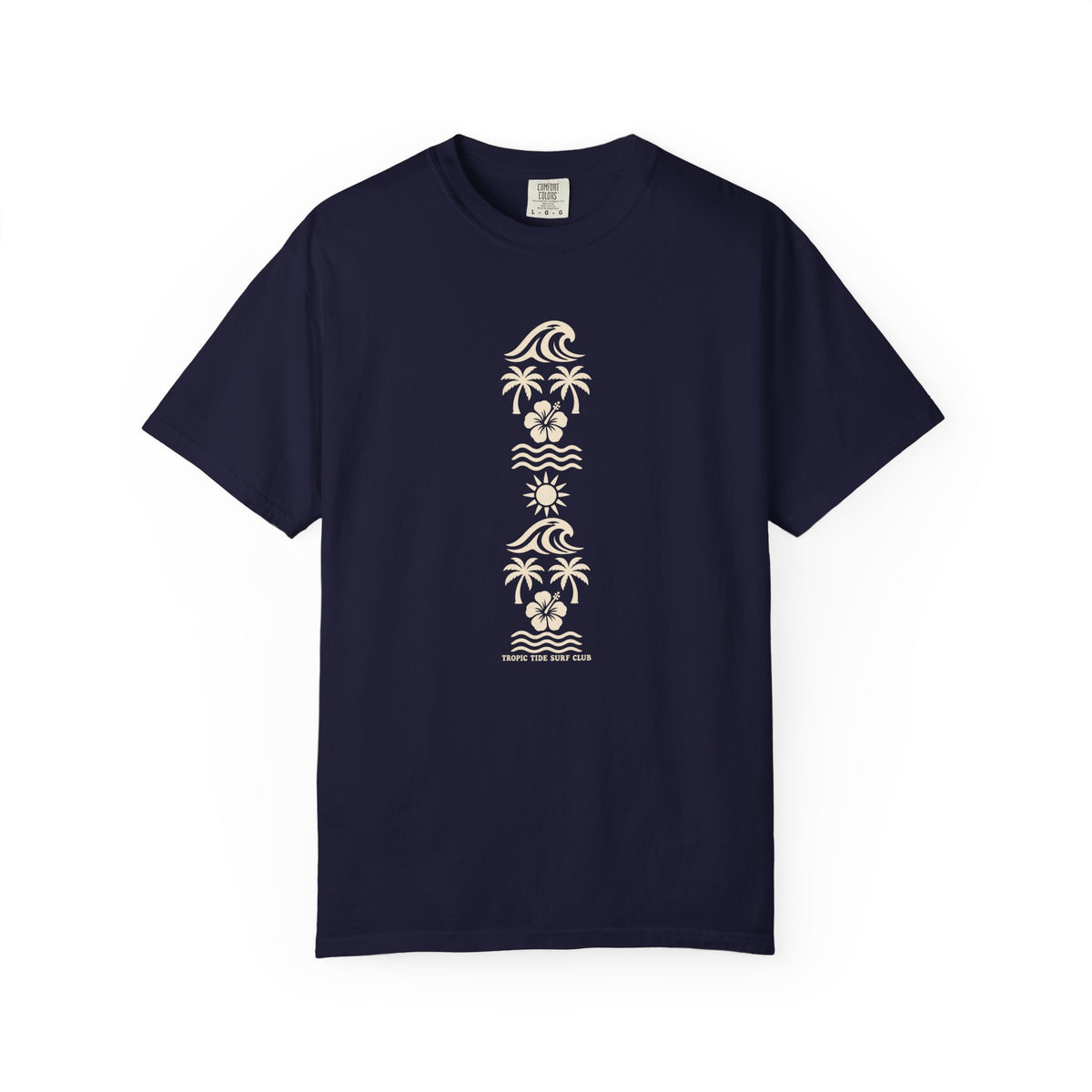 Tropic Tide Surf Club Tee | Minimalist Wave Palm Shirt | Vertical Surf T-Shirt | Comfort Colors Gift