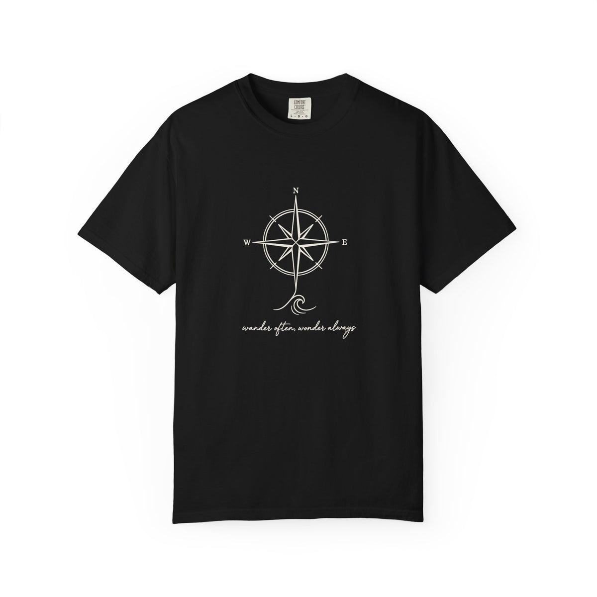 Wander Often, Wonder Always Tee | Minimal Compass Shirt | Inspirational Ocean T-Shirt | Comfort Colors