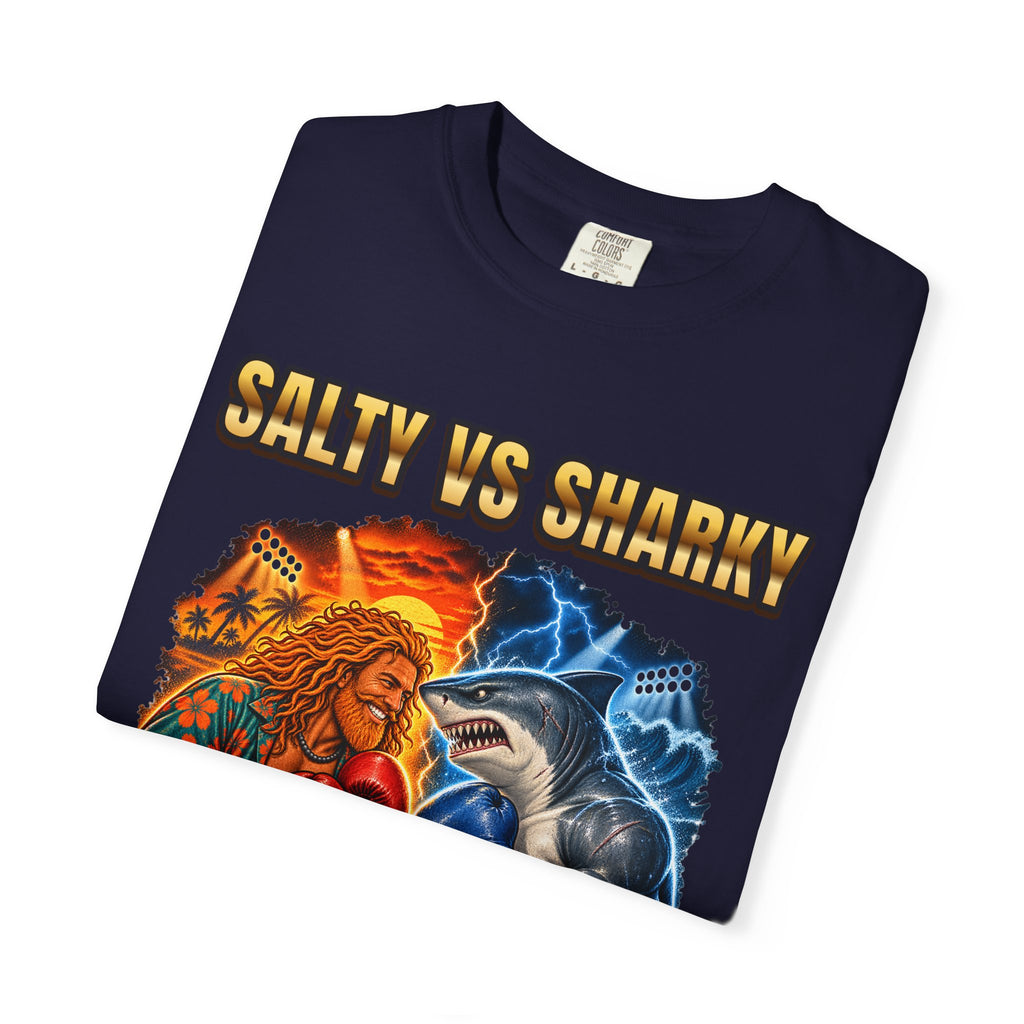 Salty vs Sharky Fight Shirt | Boxing Poster Surf Bootleg Tee | Comfort Colors T-Shirt